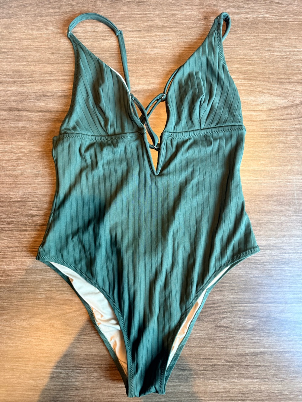 Shade & Shore Deep Green Ribbed Swimsuit